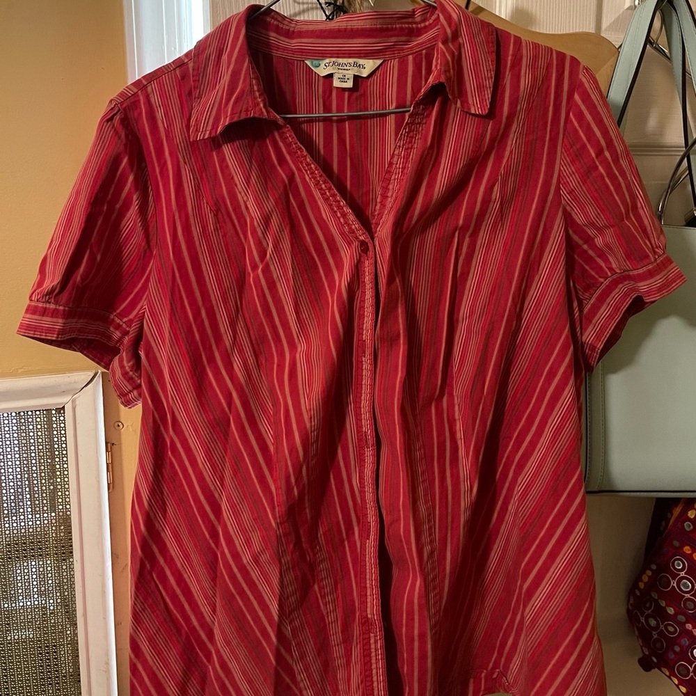 St. John's Bay Coral Striped Shirt